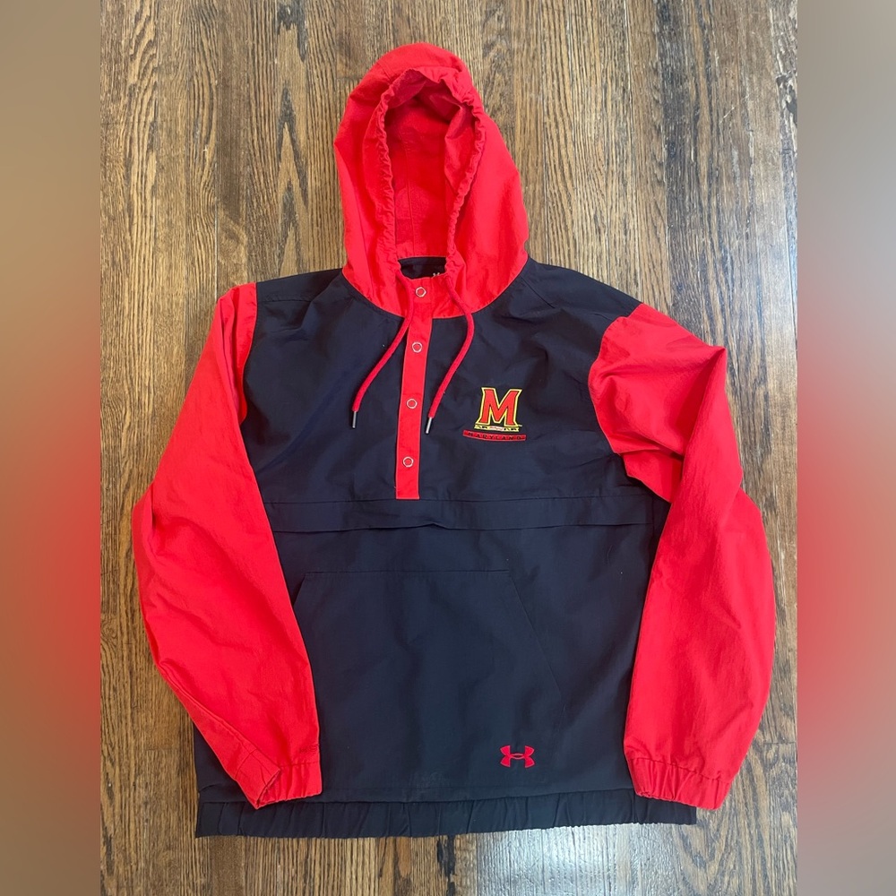 University of Maryland Under Armour Pullover Windbreaker Jacket Heat Gear